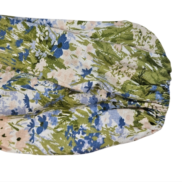 Reformation Greyson Hillside Floral Linen Mini Dress Sz S Smocked Puff Sleeves - Picture 11 of 16